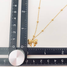 Gold Plated Stainless Steel Bow Pendant Necklace - FGS