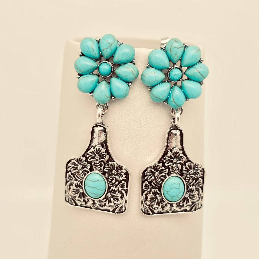 Western Style Cattle Tag Post Earrings - WJ