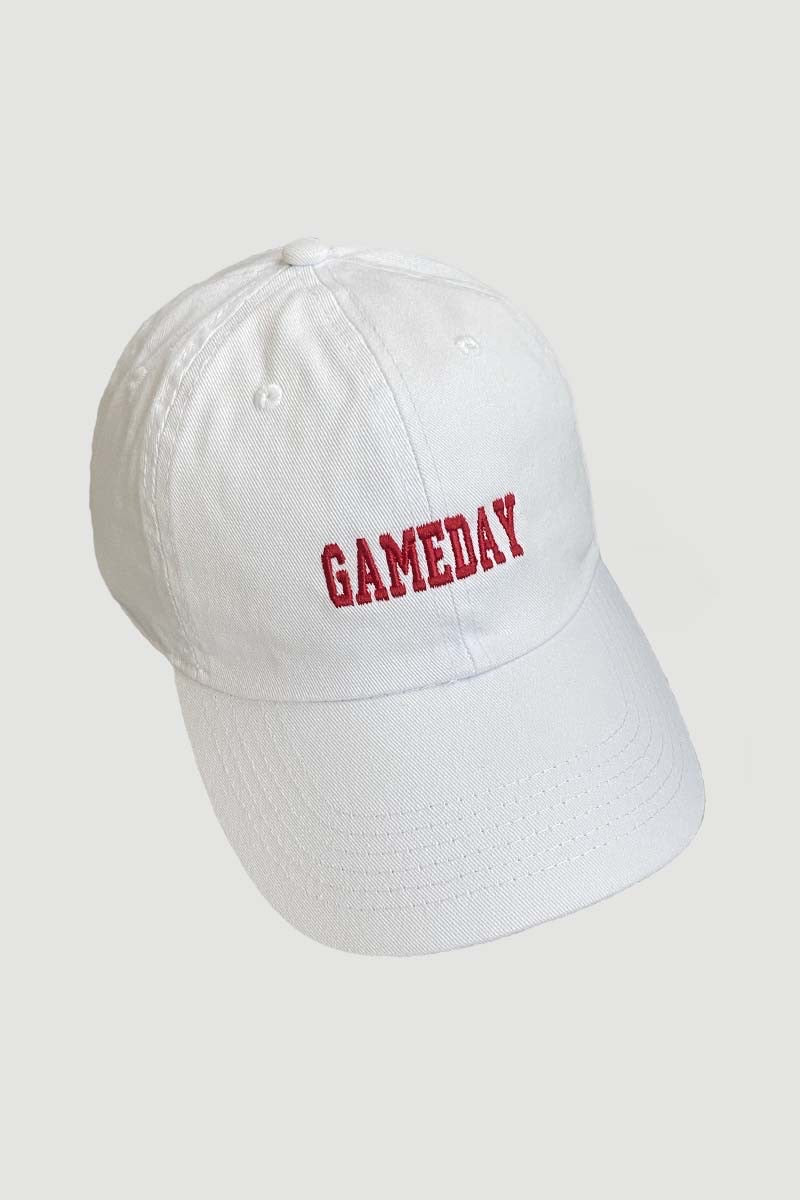 red and white game day hat