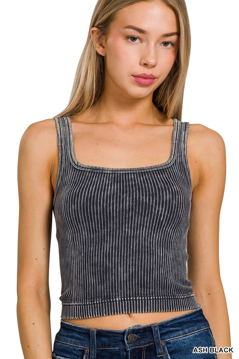 Washed Ribbed Crop tank