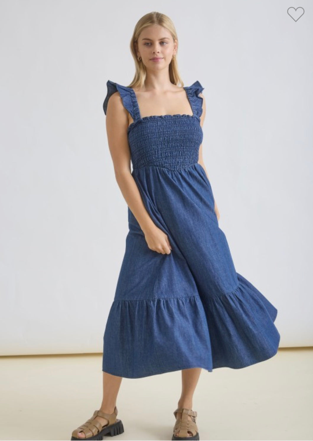 Harvest Ruffle Denim Dress