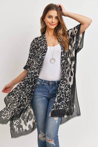 ANIMAL PRINT OPEN FRONT KIMONO